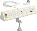 Desk Clamp Power Strip with Nightlight, 40W Fast Charging, 10FT Extension Cord, 4x20W USB-C & 2 USB Ports, 5 AC Outlets, Fits 1.69-Inch Table Edges by NYYTGE