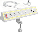 Desk Clamp Power Strip with Nightlight, 40W Fast Charging, 10FT Extension Cord, 4x20W USB-C & 2 USB Ports, 5 AC Outlets, Fits 1.69-Inch Table Edges by NYYTGE