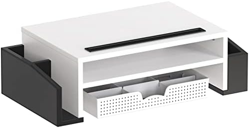 Simple Houseware Desk Monitor Stand Riser w/ Adjustable Tray, Black/White - Image 6