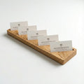 Oak Wood Multiple Business Card Holder - 5 Slot Modern Card Stand for Office Desk, Perfect Professional Card Organizer for Men and Women, Stylish and Functional Design (Light Brown) by WOODPRESENTS