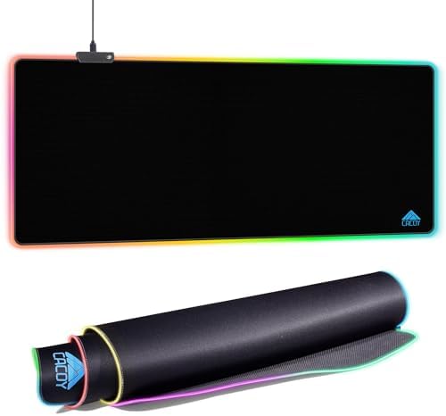 Cacoy 48"x20" RGB XXL Large Gaming Mouse Pad, LED Lighting Mouse Mat, Black by Cacoy