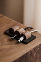 OAKYWOOD Magnetic Cable Holder – Charging Cable Clips – Desk Cord Organizer – 9.6x4.8x2.2 cm – Walnut Holder with Black Base - Image 7