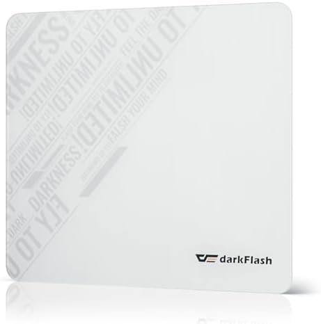 darkFlash Glass Mouse Pad 11.8×10.2 Inch, Ultra-Smooth Tempered Surface, Precision Tracking, Anti-Slip Rubber Base, Durable Etched Finish, Ideal for Gaming & Work(DMP300) by darkFlash