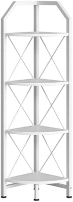 CHOEZON 4-Tier Corner Shelf, Industrial Corner Bookshelf, 47.6" Corner Storage Stand, Plant Stand Display Shelf, Corner Bookcase for Bedroom, Living Room, Home Office, White TCJ09WB - Image 7