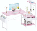 Pamray 50 Inch Small Gaming Computer Desk with Drawers and Shelves by PAMRAY