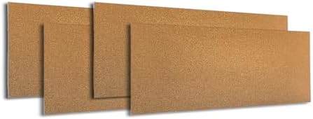 Manton Cork 12" x 36" x 1/4" Thick Cork Sheets (4-Pack), 100% Natural and Sustainable Cork Bulletin Boards. Perfect for Home, School, and Office by MantonCork
