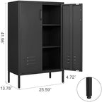 IRONFFICE Metal Storage Cabinet,Metal Cabinets with Doors and Adjustable Shelves,2 Door Storage Cabinets with Legs,Morden Accent Cabinets for Home Office,Black - Image 3