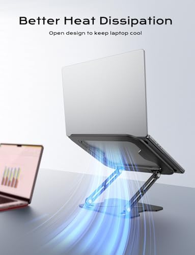 JCZT Adjustable Laptop Stand for Desk, Metal Foldable Laptop Riser, Black - Image 6