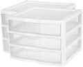 2-piece Set, Three-drawer Transparent Plastic Desktop Storage Cabinet, Countertop Storage Drawer, Stackable Office Drawer Cabinet, Suitable for Offices, Living Rooms, and Bedrooms by Unknown
