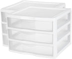 2-piece Set, Three-drawer Transparent Plastic Desktop Storage Cabinet, Countertop Storage Drawer, Stackable Office Drawer Cabinet, Suitable for Offices, Living Rooms, and Bedrooms by Unknown