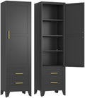 Ckzbx Tall Narrow Storage Cabinet, 66.93" H Tall Bathroom Cabinet Metal Pantry Cabinets with Drawers, 3 Adjustable Shelves, for Kitchen, Bathroom, Home Office, Living Room by Ckzbx