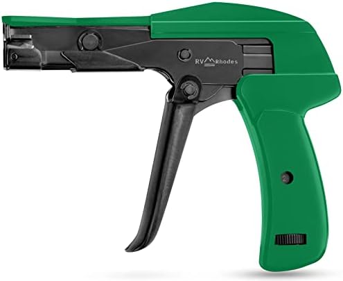 42711 Zip Tie Gun/Cable Tie Install Tool, Adjustable Tension with Built-In Cutter, for Nylon Ties up to 1/4”- Green by RVRhodes
