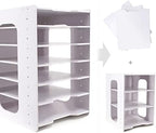 SONGWAY File Organizer for Desk - 7 Tier Document Holder with Removable Shelves, Letter Mail Rack, File Sorter Organizer, A4 Paper Storage Holder, Desktop Organizer for Home Office School, White by SONGWAY