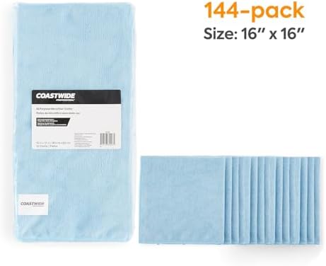 COASTWIDE Professional Microfiber Cloths, 16x16 Inch, Blue, 144/Pk - Image 2