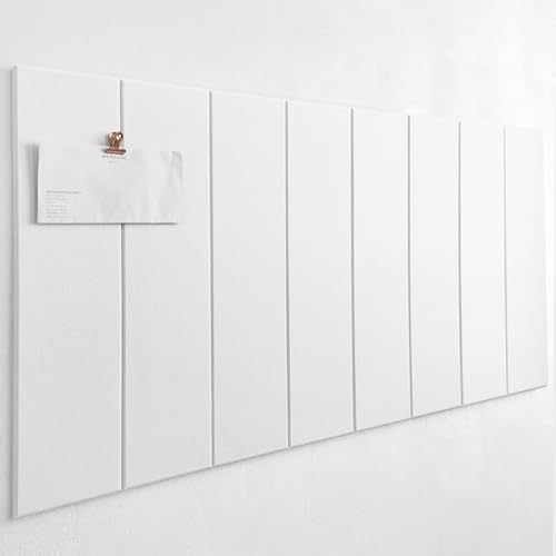 24"x47" Large Cork Board Alternative – 8 Pack Shiplap Felt Wall Tiles with Safe Removable Adhesive Tabs | Felt Bulletin Board for Walls Pin Board for Office, Home, Classroom, Kids Room – Pure White by DesignerManufacturerofInnovativeBulletinBoardSolutionsforHomeOffice