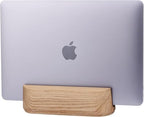 Laptop Stand Vertical Laptop Holder for Desk - All MacBook Vertical Stand up to 0.7'' Thick - Handmade MacBook Holder of Natural Wood (Single Oak) by TheHrdwood