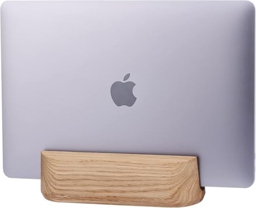 Laptop Stand Vertical Laptop Holder for Desk - All MacBook Vertical Stand up to 0.7'' Thick - Handmade MacBook Holder of Natural Wood (Single Oak) by TheHrdwood