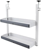 Clamp On Desk Shelf,2-Tier Adjustable Storage Organizer with Tray for Laptop, Office Supplies and Decor 22lbs Capacity per Shelf (Black/White) (White) - Image 6