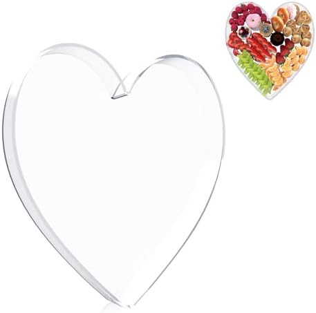 13.8" Acrylic Heart Shaped Charcuterie Board, Heart Plates for Dessert Appetizer Display, Love Serving Tray for Valentines Day Birthday Anniversaries Table Decorations Supplies by RUFHVTY