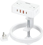 Desk Clamp Power Strip with 4 Outlets & 4USB, 6FT Extension Cord for Home by HOPOW