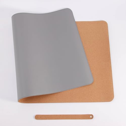 Leather Office Desk Mat Large Cork Computer Mouse Pad, Desk Protector Non-Slip Writing Pad for Office Home Decor(Gray,120x60cm) by Unknown