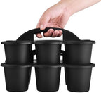 ALINK 6 Pack Classroom Caddy Storage Basket with Handle, Plastic Drink Cup Caddy Holder, 6 Compartments for Kids, Table, Office, Arts, Crafts, Crayon, Marker, Pencil, School Supplies - Black - Image 2