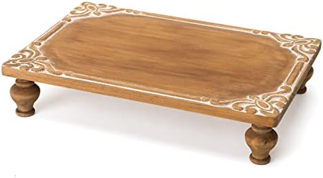 NIKKY HOME Rustic Wooden Pedestal Stand, Farmhouse Wood Riser 15 x 10 Inch by NIKKYHOME