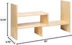 Desktop Organizer Office Storage Rack Adjustable Natural Wood Display Book Shelf Stand Rack Wood Caddy Desk Organizer Set Office Storage Expandable Tabletop - Image 3
