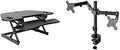 Rocelco 46" Height Adjustable Corner Standing Desk Converter with Dual Monitor Arm Bundle - Quick Sit Stand Up Computer Workstation Riser - Extra Large Keyboard Tray - Black (R CADRB-46-DM2) by Rocelco