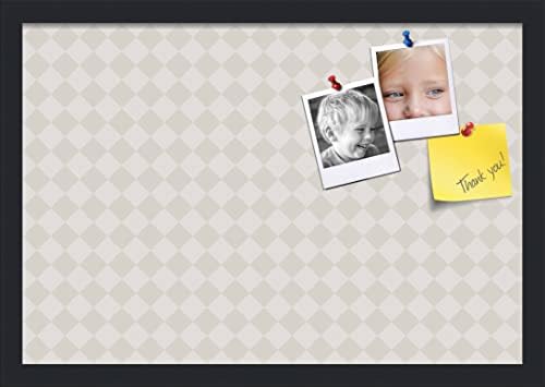 PinPix 22x15 inch Cork Bulletin Board. This Decorative Framed Pin Board Comes with Diamond Pattern in Shades of Grey Design and Satin Black. Ideal for Home, Office Decor or School (PinPix-373) by PinPixBulletinBoards