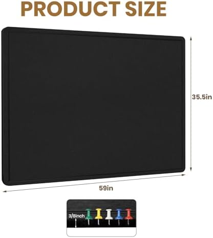 Large Bulletin Board 60" x 36" Felt Cork Board - Decor Pin Board, Black - Image 4
