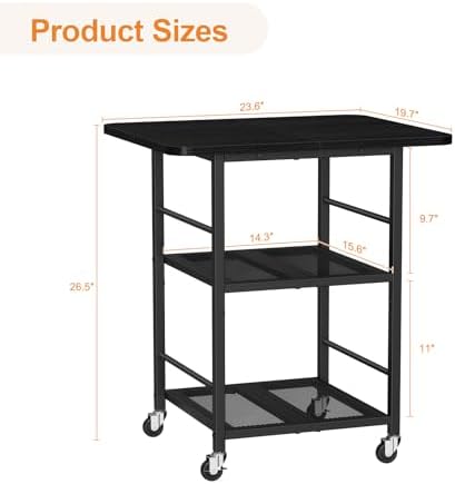 Snughome 3-Tier Printer Stand with Shelf，23.6" Large Rolling Printer Cart - Image 3