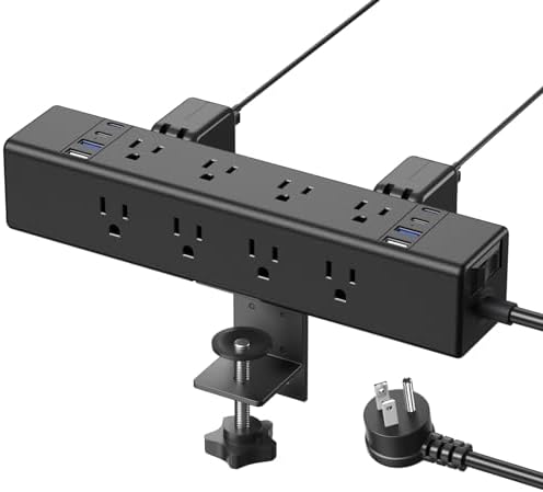 CCCEI 45W Per Side USB-C Desktop Outlet Station, Clamp Power Strip Surge Protector 4800J, Home Office Standing Desk Organizers and Accessories, 15FT 14AWG 15A Extension Cord, Switch, ETL Listing. by CCCEI