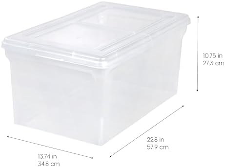 IRIS USA 5-Pack 44 Qt. Letter File Box with Hinged Lid, Clear - Image 2