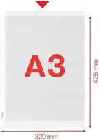 Esselte Quality Plastic Punched Pocket A3 Portrait, Clear Matt Finish, Top Open, 85 Micron Polypropylene, Box of 50, 55231 - Image 5