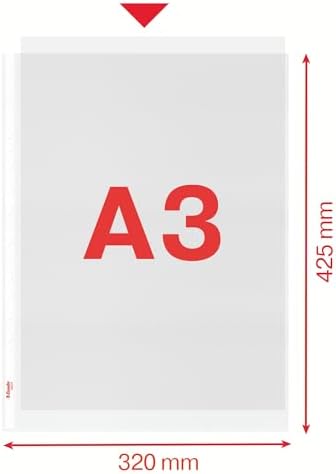 Esselte Quality Plastic Punched Pocket A3 Portrait, Clear Matt Finish, Top Open, 85 Micron Polypropylene, Box of 50, 55231 - Image 5