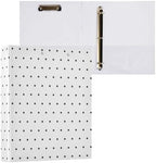Standard View 3 Ring Binder, White Polka Dot Black Durable Flexible Portable Waterproof Hardcover 1.5 Inch D Rings 500-Sheet Capacity Organizer 2PC by Unknown