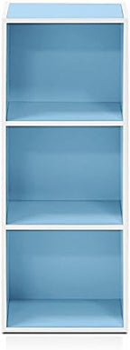 Furinno LUDER Book Shelf, 3-Cube Bookshelf, Bookcase with Open Shelves, 9.3 x 12 x 31.5, Easy Assembly, for Living Room, Bedroom, Home Office, White/Light Blue - Image 4