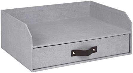 Bigso Box of Sweden Walter Letter Tray for A4 or Letter Size Documents - Paper Tray Organizer for Desk with Storage Drawer and Stable Rubber Feet - 13.1in x 10in x 5.2in - Ash by Bigso