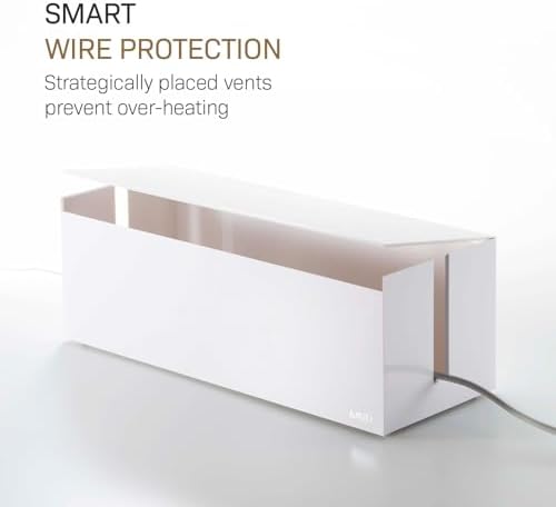 Yamazaki Home Cable Management Box – Cord Organizer Box with Lid, Minimalist Cable Storage for Office, ABS Plastic - Image 4