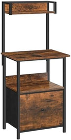 MAHANCRIS Printer Table with Storage, Home Printer Stand with File Cabinet, Fits A4/Letter Size Files, Printer Cabinet with Large Tabletop, Display Shelf, for Home Office, Rustic Brown PTHR3501 by MAHANCRIS