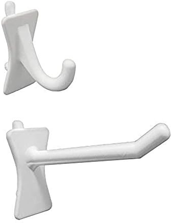PegPro® J & 2" Hooks Kit for Standard “Wood Fiber” pegboard – Durable Plastic Pegboard Hooks - for Garage, Kitchen, Craft Room, and More (J & 2" Hook - 50 Pack, White) by PegPro%C2%AE