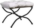 15" Upholstered Folding Foot Rest Stool with Metal Frame Light Grey - Image 4