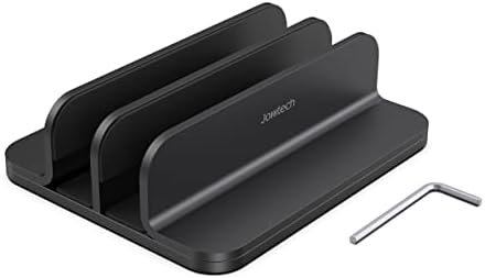 JOKItech Dual Aluminum Vertical Laptop Stand Organizer, Sturdy Notebook Computer Holder Stand Compatible with New Liquid Retina XDR Apple MacBook Air/Pro/Neo, Mac mini & iPad Pro - Black - Image 5