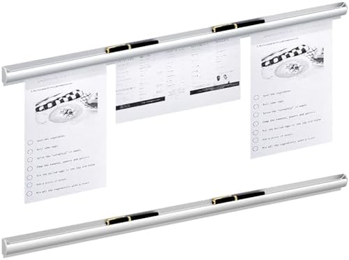 Henoyso 2 Pcs Restaurant Ticket Holder 16/18/24/28/30/32/40/44" Slide Check Rack Receipt Holder Aluminum Silver Order Ticket Rack for Commercial Kitchen Office Cafes Pubs Bar(40 Inch,Pen Slot) by Henoyso