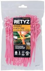 RETYZ 6-Inch Fluorescent Pink Reusable Releasable Cable Ties – 100 Pack, 50 lb Strength, Patented Quick-Release, Tool-Free Design for Home, Office, and Light Industrial Use - Image 2