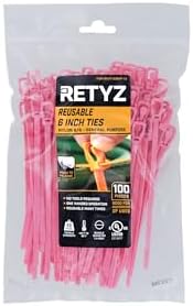 RETYZ 6-Inch Fluorescent Pink Reusable Releasable Cable Ties – 100 Pack, 50 lb Strength, Patented Quick-Release, Tool-Free Design for Home, Office, and Light Industrial Use - Image 2