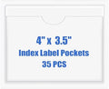 Origin-Joy 35 PCS Self Adhesive Index Card Pockets with Top Open, Clear Plastic Label Holder for Cards of Note, Library and Business, Adhesive Label Pockets & Card Holder (4 x 3.5 inch) by Origin-Joy