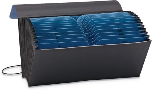Smead Two-Way Handy Organizer File, 21 Pockets, Alphabetic (A-Z) and Monthly (Jan-Dec), Flap and Elastic Cord Closure, Blue/Black (70506), Letter (Pack of 12) by SMEAD