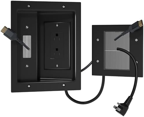 FORGING MOUNT in-Wall Cable Management Kit with Recessed Power Outlet Box,Cord Hider for Wall Mounted TV,Brush Plate,9.3ft Cord,–Easy,Safe Management for Organized TV and Home Theater Setups-Black by FORGINGMOUNT